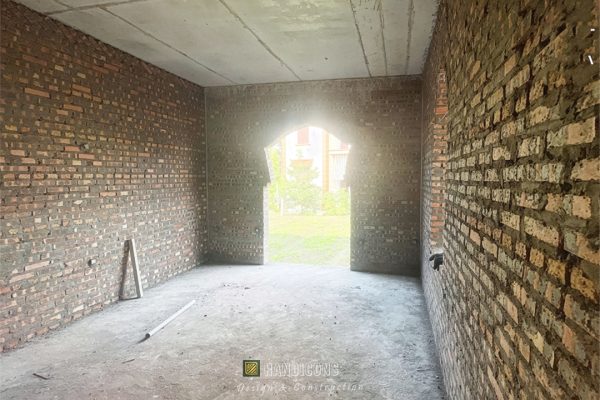 Mẫu cửa vòm gạch mộc hình lá bồ đề xây thủ công.