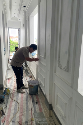 Kỹ thuật thi công phào chỉ biệt thự tân cổ điển trên gạch AAC.