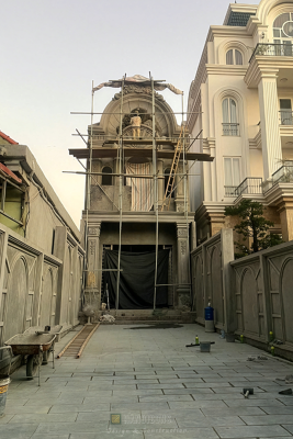 Thực tế thi công phần thô biệt thự tân cổ điển Hưng Yên sử dụng giải pháp gạch nhẹ AAC.