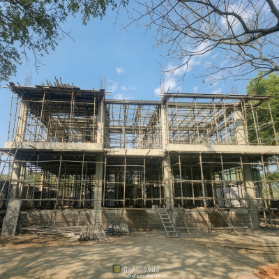 Lắp đặt hệ thống giàn giáo chuẩn kỹ thuật phục vụ công tác thi công phần kết cấu biệt thự D6-08 khu đô thị Mê Linh.